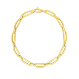 Brand New 14k Yellow Gold 7 1/4 inch Bombay Paperclip Chain Bracelet (4.60 mm)