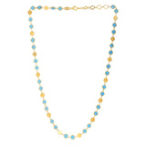 Brand New 14k Yellow Gold Turquoise Geometric Mirror Gem Chain Necklace (5.00 mm)