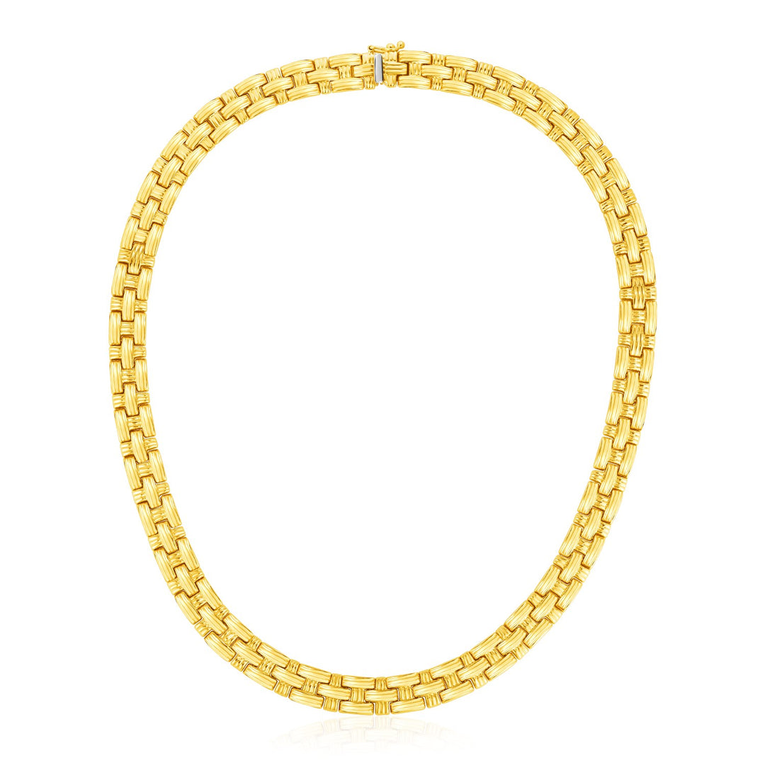 Brand New 14k Yellow Gold Basket Weave Necklace