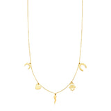 Brand New 14K Yellow Gold Necklace with Polished Charms