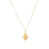 Brand New 14K Yellow Gold Hand of Hamsa Necklace