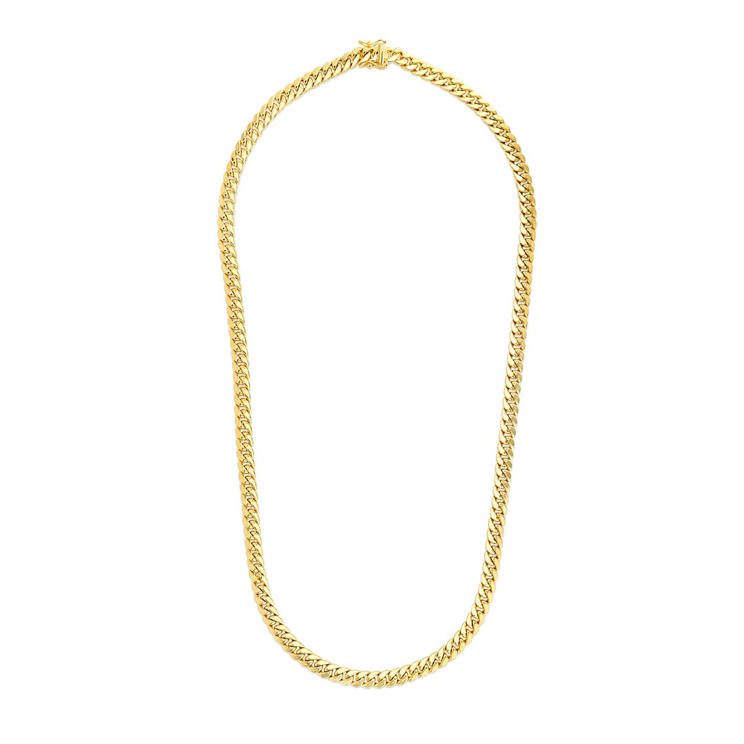 Brand New 14k Yellow Gold Semi Solid Miami Cuban Chain (6.60 mm)