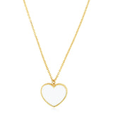 Brand New 14k Yellow Gold High Polish Heart Pearl Paste Necklace