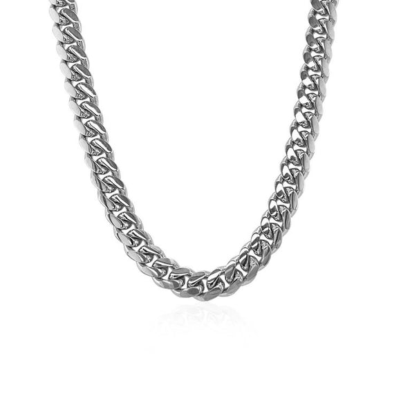 Brand New 14k White Gold Classic Miami Cuban Solid Chain (5.00 mm)