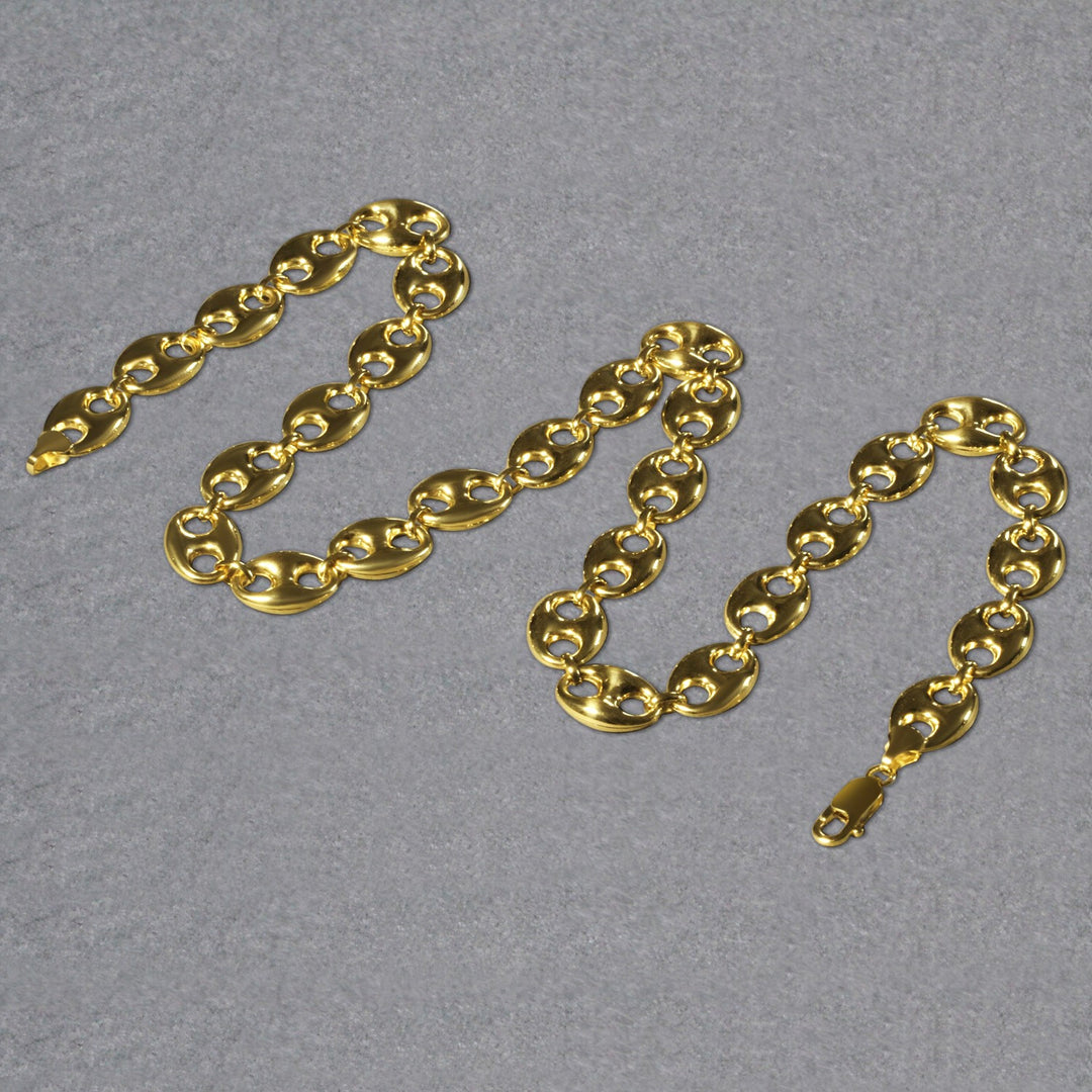 Brand New 14k Yellow Gold Puffed Mariner Link Chain (11.00 mm)