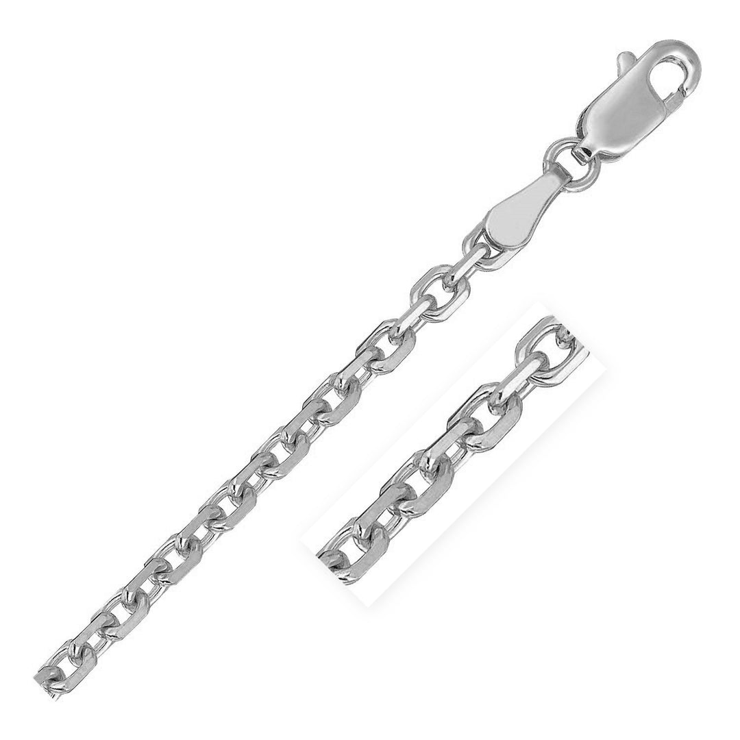 Brand New 18k White Gold Diamond Cut Cable Link Chain (2.60 mm)