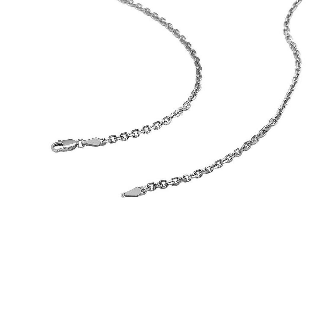 Brand New 18k White Gold Diamond Cut Cable Link Chain (2.60 mm)