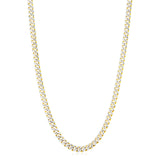 Brand New 14k Yellow Gold White Pave High Polish Modern Lite Miami Cuban Chain (6.50 mm)