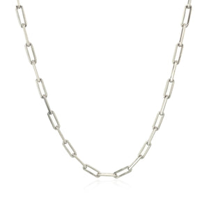 Brand New 18K White Gold Paperclip Chain (2.50 mm)