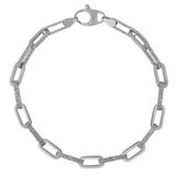 Brand New 14k White Gold Diamante Paperclip Chain Bracelet (4.00 mm)