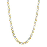 Brand New 14k Yellow Gold White Pave High Polish Modern Lite Miami Cuban Chain (8.00 mm)