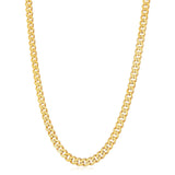 Brand New 14k Yellow Gold White Pave High Polish Modern Lite Miami Cuban Chain (8.00 mm)