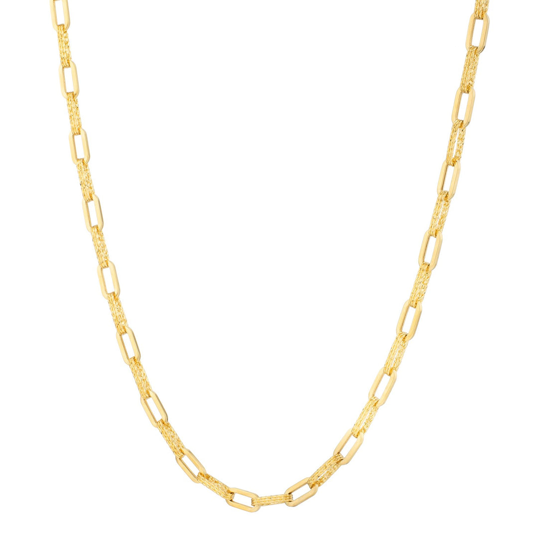 Brand New 14k Yellow Gold Diamante Paperclip Chain Necklace (4.00 mm)