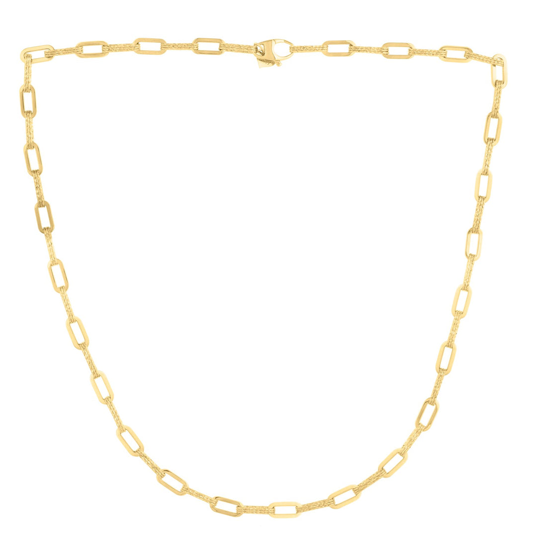 Brand New 14k Yellow Gold Diamante Paperclip Chain Necklace (4.00 mm)