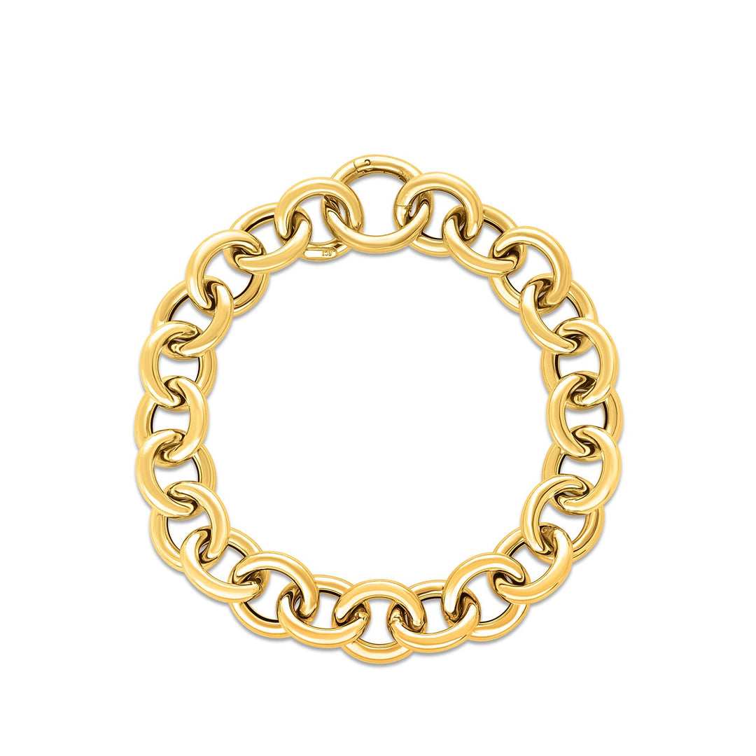 Brand New 14k Yellow Gold Round Link Bracelet (11.60 mm)