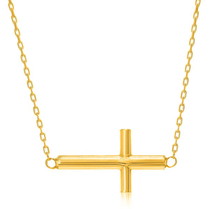 Brand New 14k Yellow Gold Necklace with a Polished Cross Design