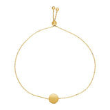 Brand New Adjustable Bracelet with Shiny Circle in 14k Yellow Gold (7.50 mm)