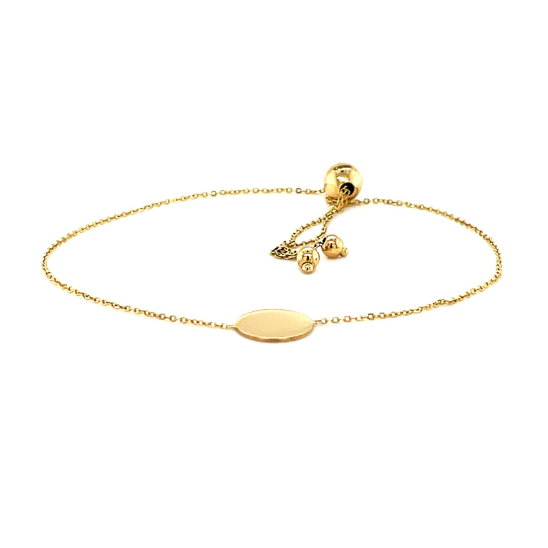 Brand New Adjustable Bracelet with Shiny Circle in 14k Yellow Gold (7.50 mm)