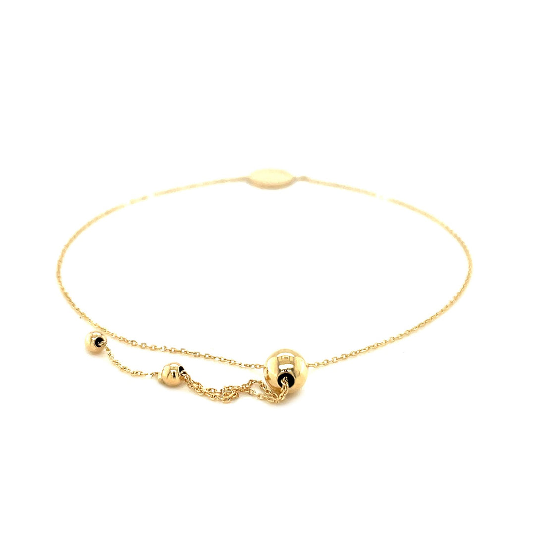 Brand New Adjustable Bracelet with Shiny Circle in 14k Yellow Gold (7.50 mm)