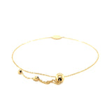 Brand New Adjustable Bracelet with Shiny Circle in 14k Yellow Gold (7.50 mm)