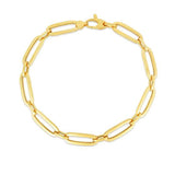 Brand New 14k Yellow Gold 7 1/4 inch Bombay Paperclip Chain Bracelet (5.60 mm)