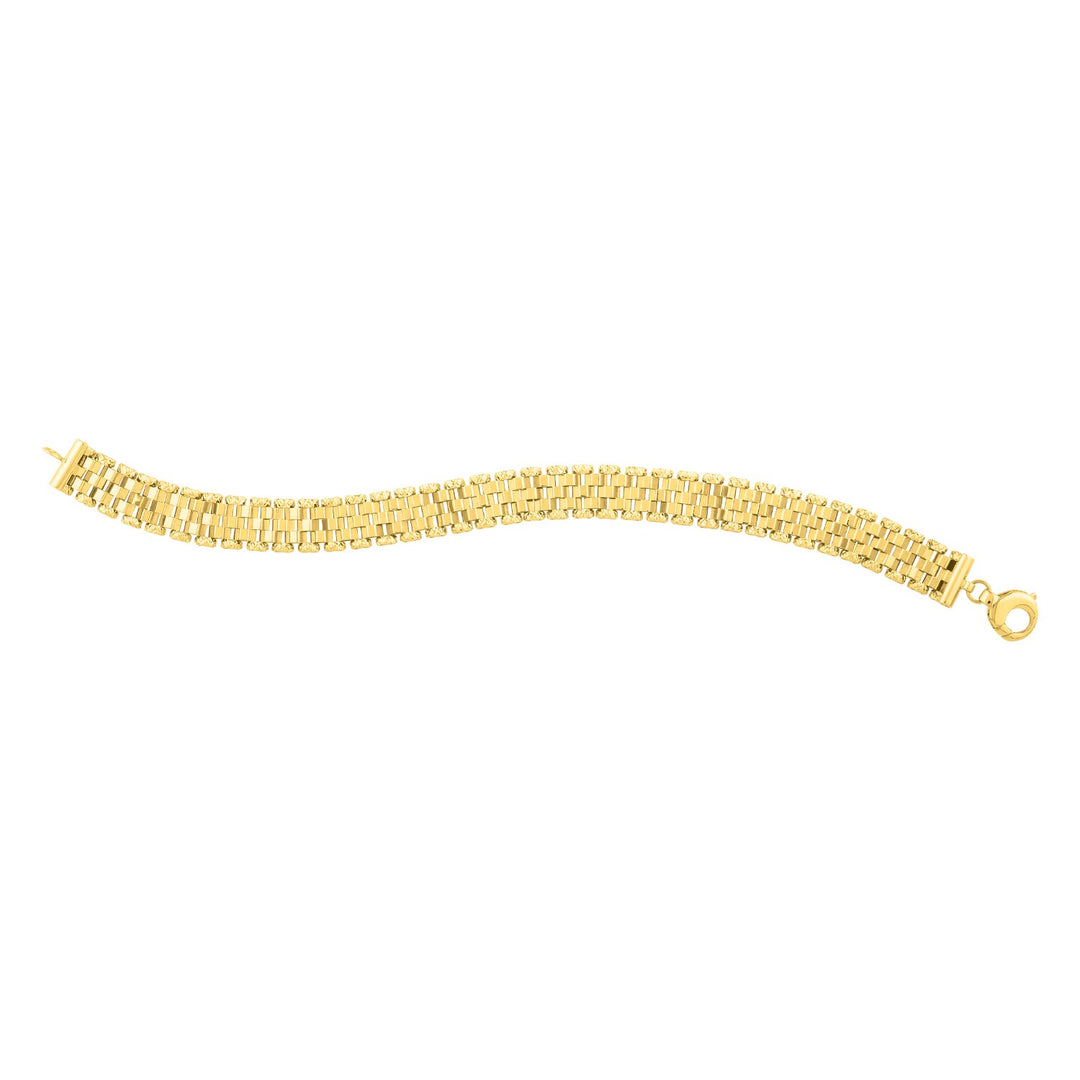 Brand New 14k Yellow Gold Faceted Panther Link Chain Bracelet