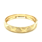 Brand New 10k Yellow Gold Dual-Textured Diamond Pattern Bangle (12.00 mm)