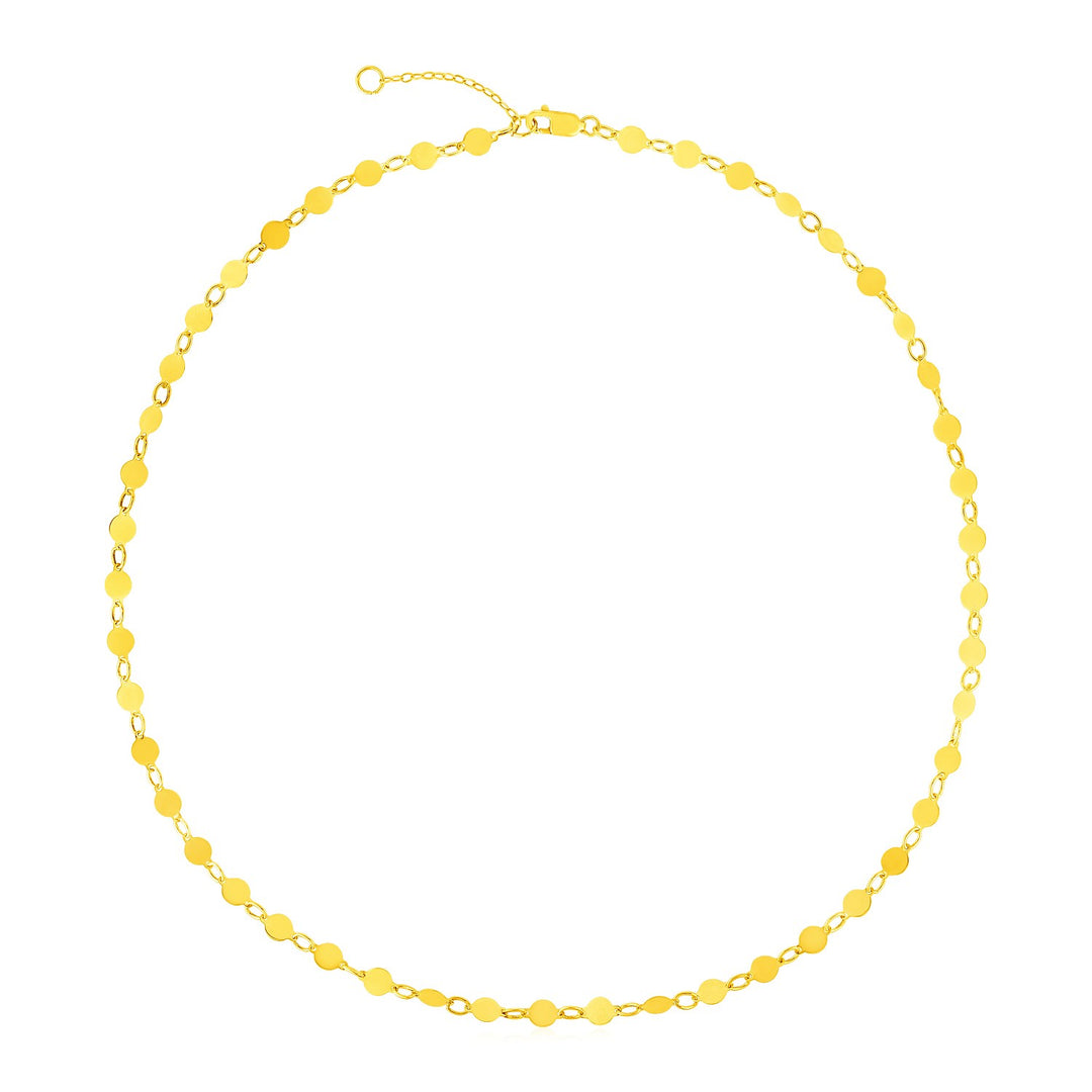 Brand New 14k Yellow Gold Necklace with Polished Circles