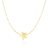 Brand New 14k Yellow Gold Necklace with Shiny Puffed Sliding Star Charm