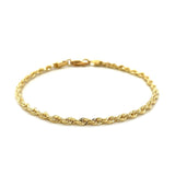 Brand New 10k Yellow Gold Solid Diamond Cut Rope Bracelet (2.75 mm)