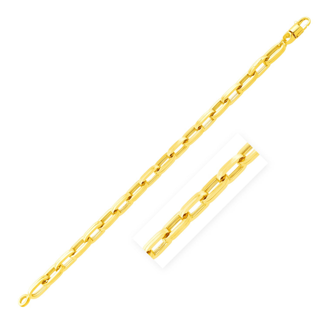 Brand New 14k Yellow Gold 8 1/2 inch Mens Wide Paperclip Chain Bracelet (7.30 mm)