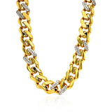 Brand New 14k Yellow Gold 18 inch Polished Curb Chain Necklace with Diamonds