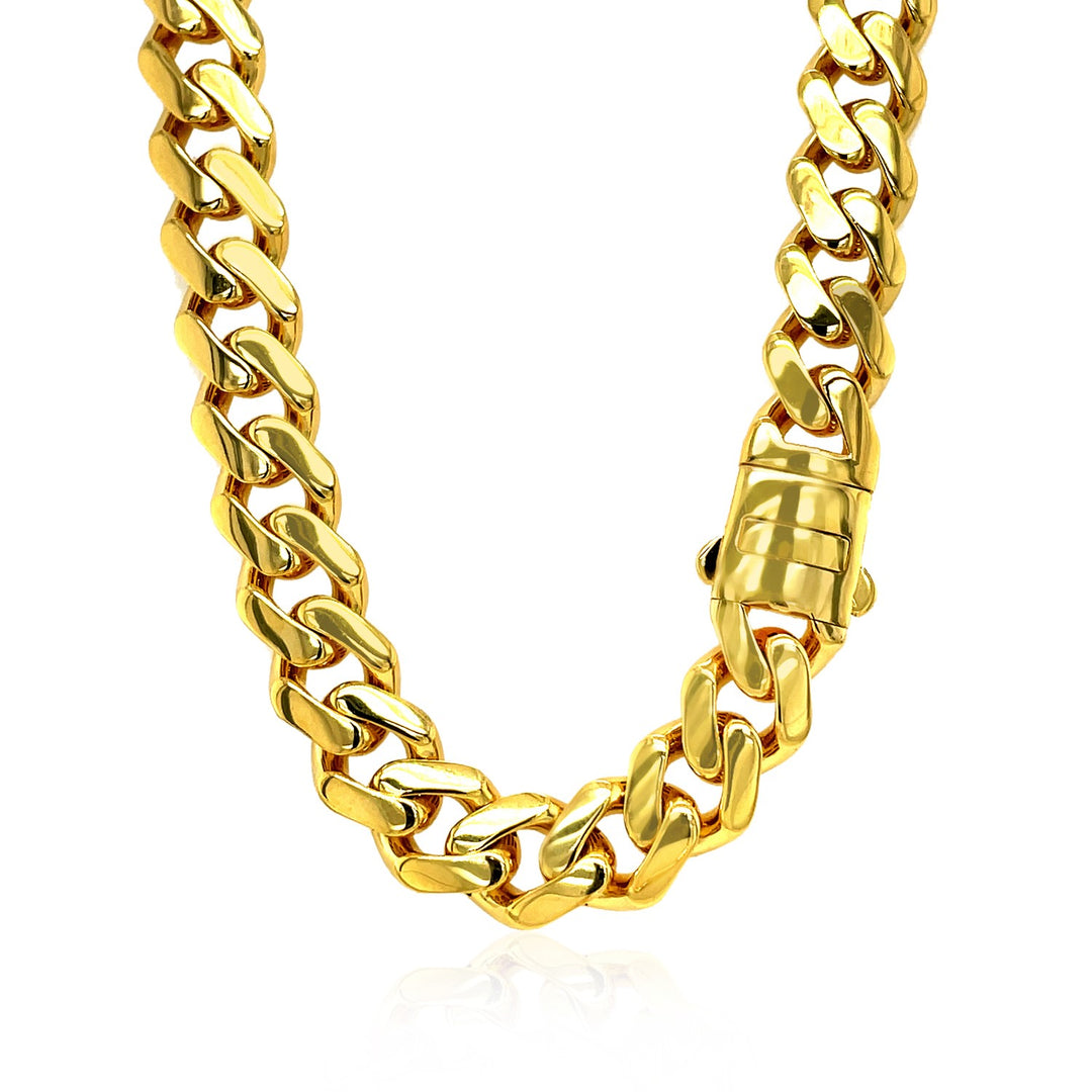 Brand New 14k Yellow Gold 18 inch Polished Curb Chain Necklace with Diamonds