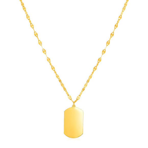 Brand New 14k Yellow Gold Dog Tag Necklace