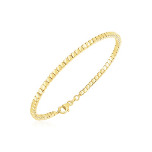 Brand New 14k Yellow Gold High Polish Bead Cuff Bangle (2.40 mm)