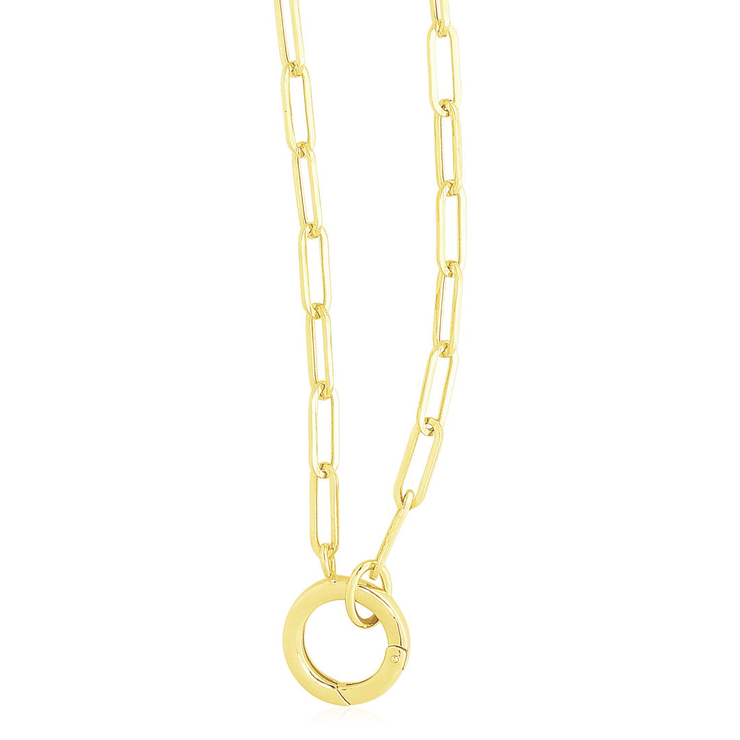 Brand New 14k Yellow Gold High Polish The Invisible Paperclip Clasp Necklace