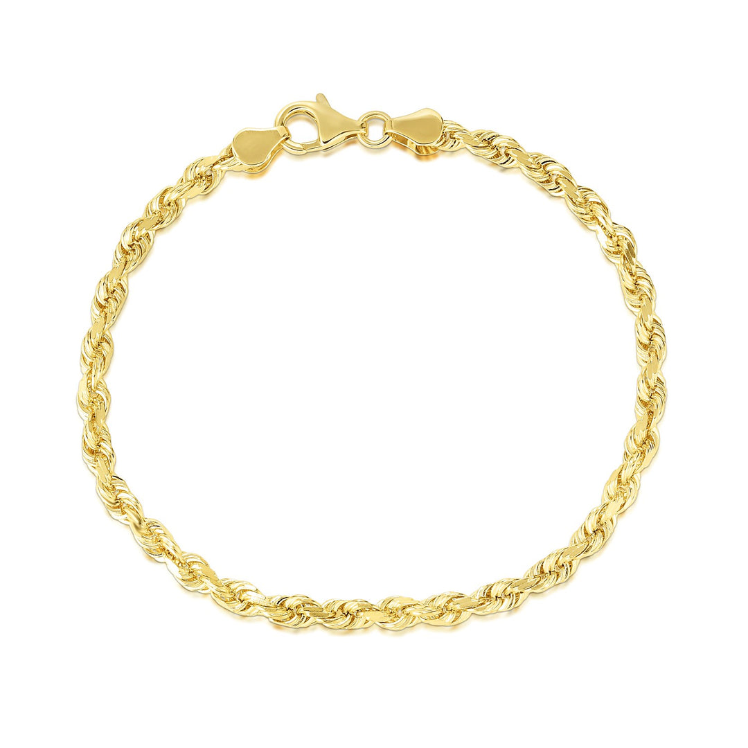 Brand New 10k Yellow Gold Solid Diamond Cut Rope Bracelet (5.00 mm)