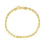 Brand New 10k Yellow Gold Solid Diamond Cut Rope Bracelet (5.00 mm)