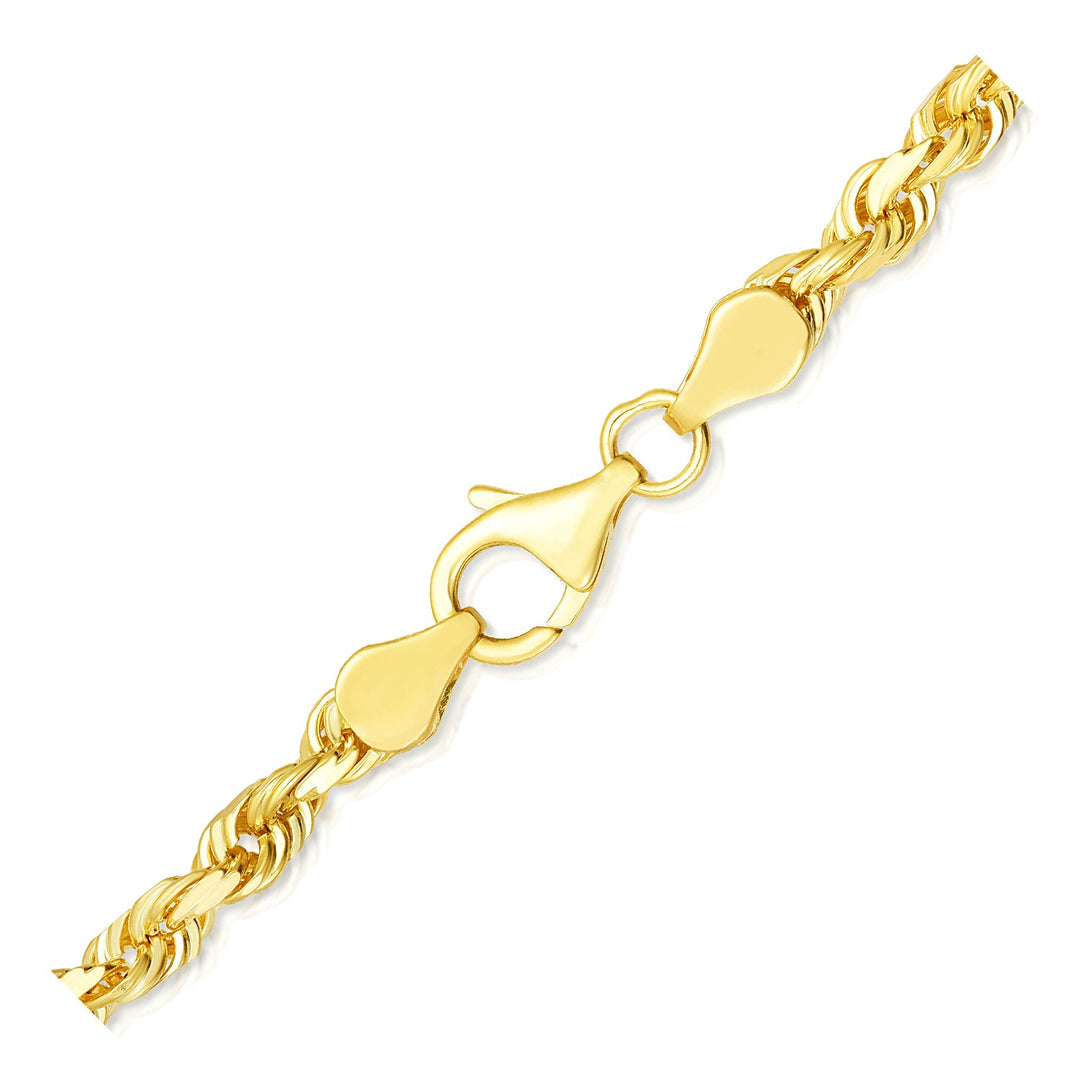 Brand New 10k Yellow Gold Solid Diamond Cut Rope Bracelet (5.00 mm)