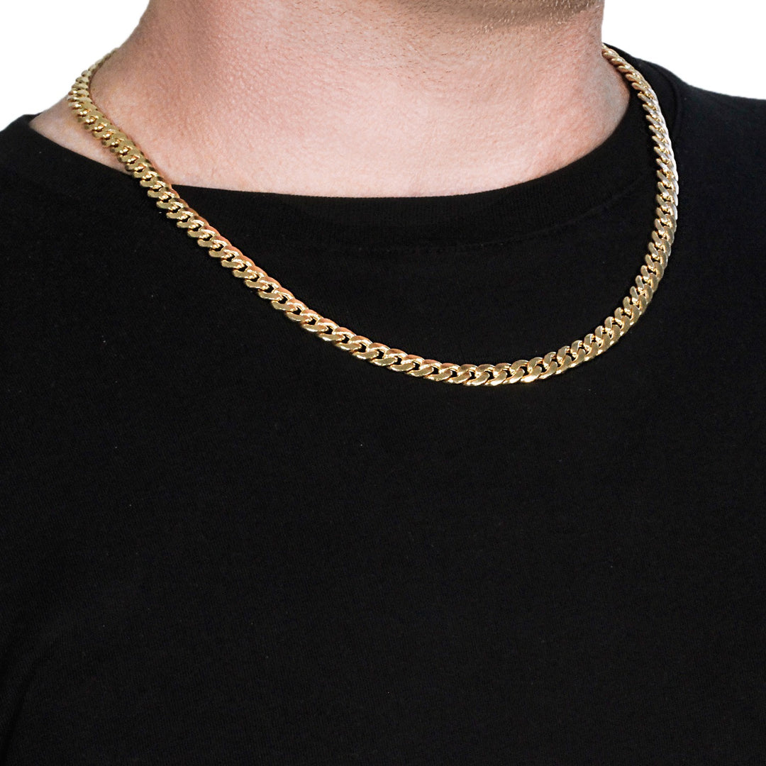 Brand New 14k Yellow Gold Miami Cuban Semi Solid Chain (7.00 mm)