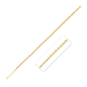 Brand New 14k Two Tone Gold Polished Diamond Cut Bead Bracelet (4.00 mm)