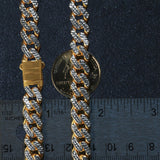 Brand New 14k Two Tone Gold Miami Cuban Chain Necklace with White Pave