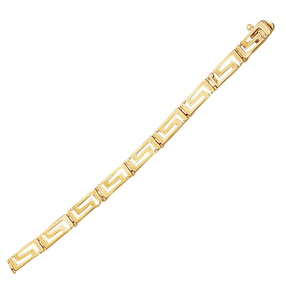 Brand New 14k Yellow Gold Greek Fret Design Fancy Bracelet (3.30 mm)