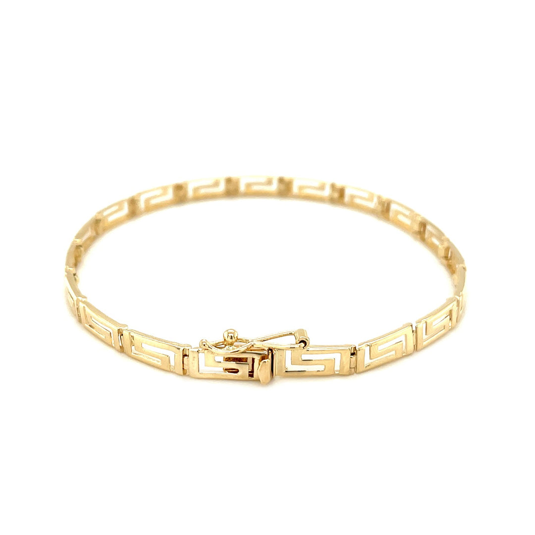 Brand New 14k Yellow Gold Greek Fret Design Fancy Bracelet (3.30 mm)