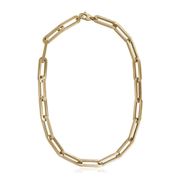 Brand New 14k Yellow Gold Extra Wide Paperclip Chain Necklace