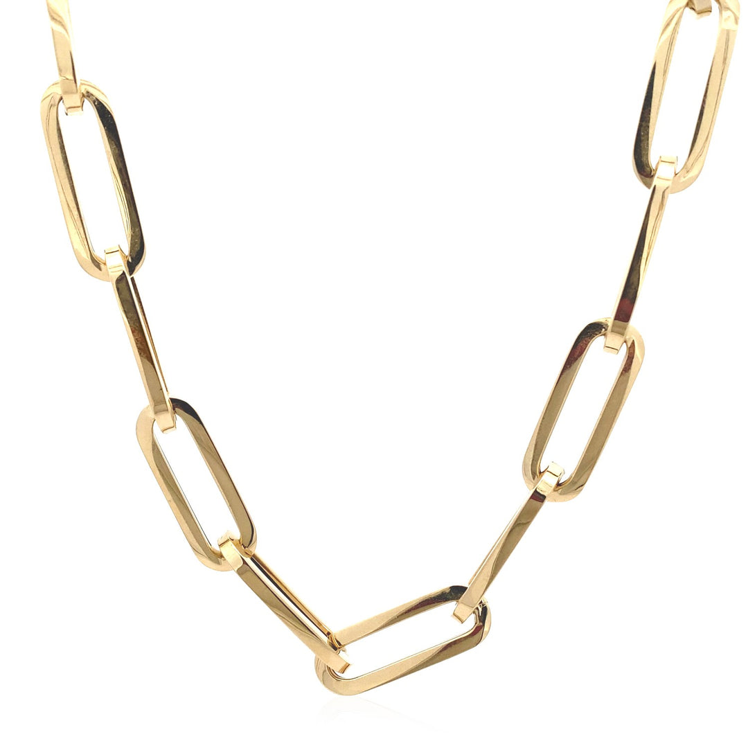 Brand New 14k Yellow Gold Extra Wide Paperclip Chain Necklace