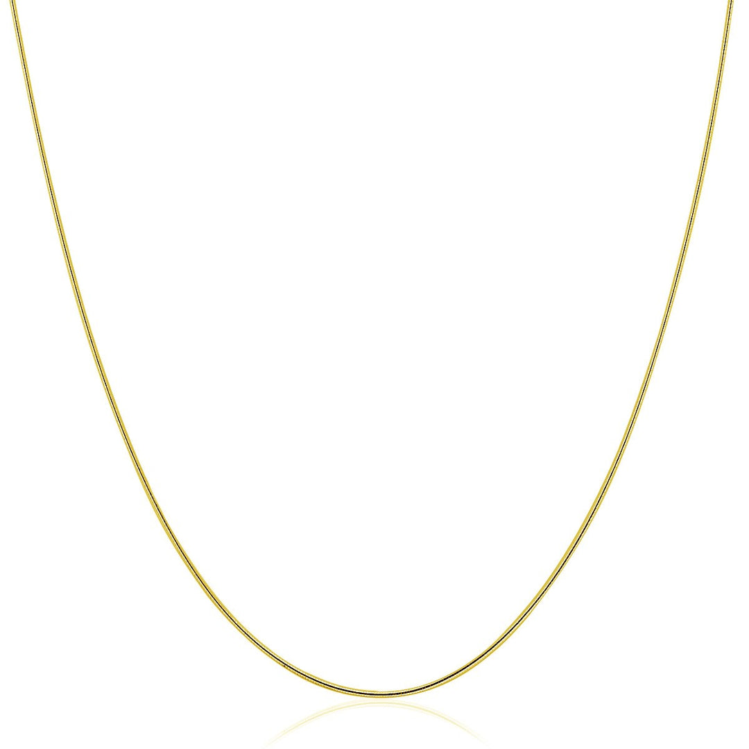 Brand New 14k Yellow Gold Thin Motif Round Omega Necklace