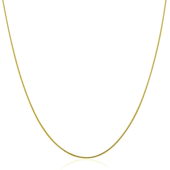 Brand New 14k Yellow Gold Thin Motif Round Omega Necklace