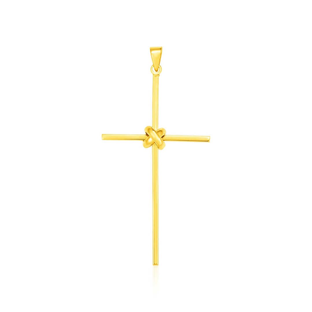 Brand New 14k Yellow Gold Bar Style Cross Pendant