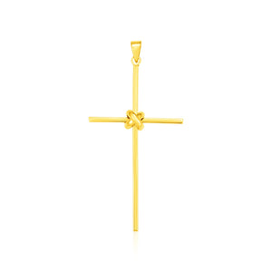 Brand New 14k Yellow Gold Bar Style Cross Pendant